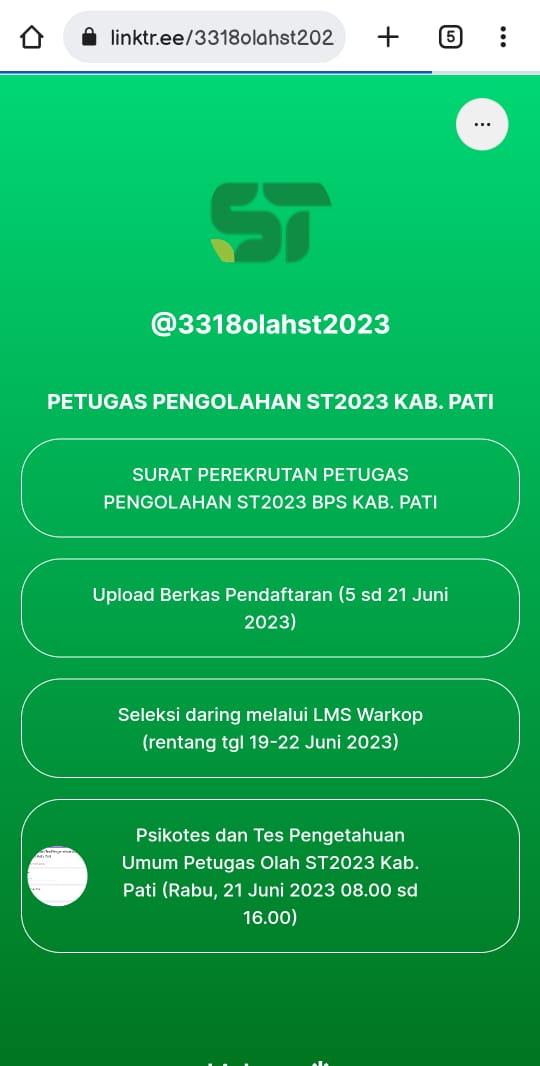 UPDATE PEREKRUTAN CALON PETUGAS PENGOLAHAN ST2023