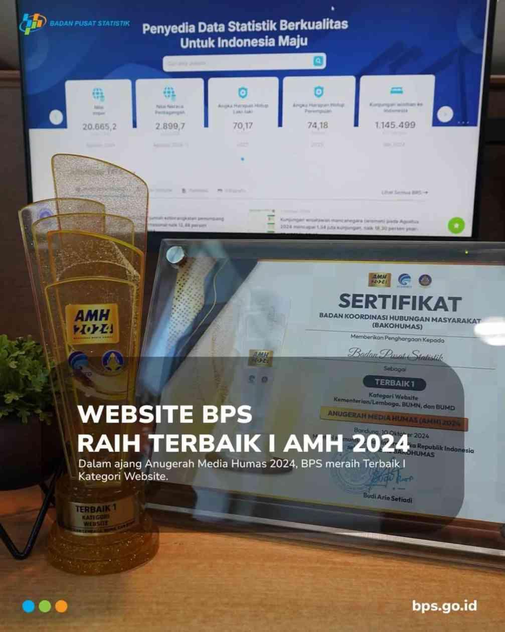 Website BPS Raih Terbaik I AMH 2024