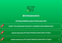 JADWAL PELAKSANAAN SELEKSI E-LEARNING DAN WAWANCARA PETUGAS PENGOLAHAN DATA ST2023 KAB. PATI